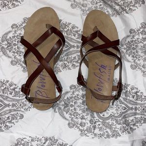 Brown Blowfish sandals- crisscross straps